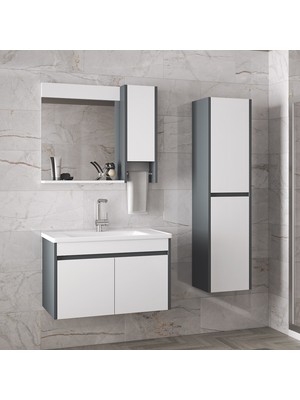 Alfa Banyo Estella-Oa (65+35) 100 cm Mdf-Boy Dolaplı-Lavabolu Banyo Dolabı Takımı