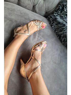 Topukla 015 5009 8cm Topukla Kadın 8 cm Abiye Ayakkabı