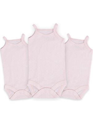 Novibaby 3'lü Jakarlı Ip Askılı Bebek Body Zıbın Çıtçıtlı 100% Pamuk