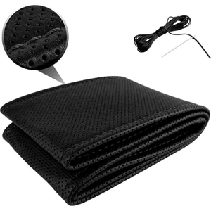 NKT GROUP Dacia Duster Uygun Deri Direksiyon Kılıfı Sarmalı Dikmeli Siyah Dikişli Kokusuz