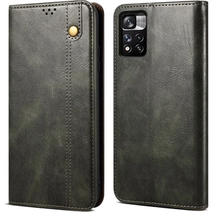 Xiaomi Redmi Note 11 Için Pu Deri Manyetik Flip Cüzdan Standlı Telefon Kılıfı - Yeşil (Yurt Dışından)