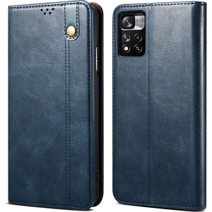 Xiaomi Redmi Note 11 Için Pu Deri Manyetik Flip Cüzdan Standlı Telefon Kılıfı - Mavi (Yurt Dışından)
