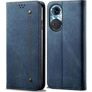 Huawei Nova 9 Için Kot Deri Flip Cüzdan Standlı Telefon Kılıfı - Mavi (Yurt Dışından)