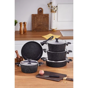 Mega 9 Parça Tencere Seti Siyah