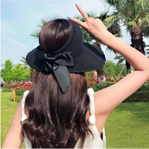 Kadın Geniş Siperli Fiyonklu Örme Vizör Şapka