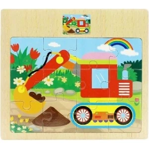 Sepeti Kepçe Resimli Ahşap Çocuk Puzzle 12 Parça 15X17CM