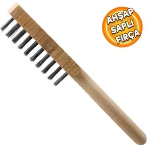 Ahşap Saplı Tel Fırça Kir Pas Mangal Barbekü Izgara Çok Amaçlı Temizleme Fırçası No 4