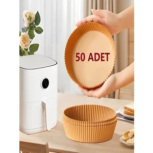 Büyük Boy Fritöz Pişirme Kağıdı Air Fryer Xl-Xxl Tüm Markalara Uygun Yuvarlak Tabak Model 50 Adet