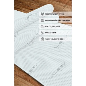 Valery Home Yıkanabilir Kaymaz Tabanlı Nova Kesme Rulo Halı Yolluk Beyaz