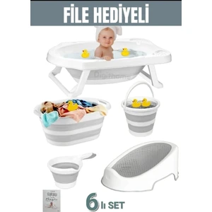 Free Bebek 6'lı Bebek Küvet Set (Fileli) cm - 6 Parça Bebe Seti Katlanır