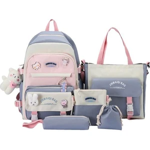 Estetik Sevimli Sırt Çantası Okul Malzemeleri 5 Adet Set Sevimli Kawaii Sırt Çantası Genç Kızlar Için Sırt Çantası Sevimli Estetik Sırt Çantası (Yurt Dışından)