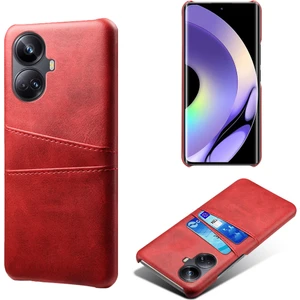 Realme 10 Pro Plus 5g Pu Deri Kaplamalı Sert Pc Anti-Çizelge Anti-Çizelge Kılıfı Çift Kart Yuvaları Kaymaz Koruyucu Arka Kapak (Yurt Dışından)