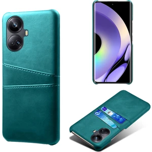 Realme 10 Pro Plus 5g Pu Deri Kaplamalı Sert Pc Anti-Çizelge Anti-Çizelge Kılıfı Çift Kart Yuvaları Kaymaz Koruyucu Arka Kapak (Yurt Dışından)