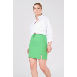 Giyim Dünyası Kadın Astarlı Yan Yırtmaçlı Etek Yeşil