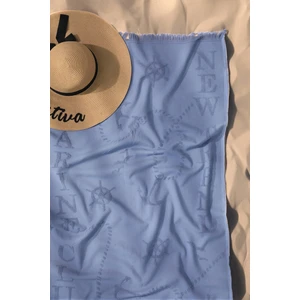 Trend %100 Pamuk Kabartmalı Plaj Havlusu - Mavi