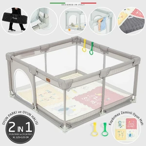 Parma 2in1 Oyun Parkı Oyun Alanı ve Oyun Matı Halısı 125 x 125 cm Kahverengi