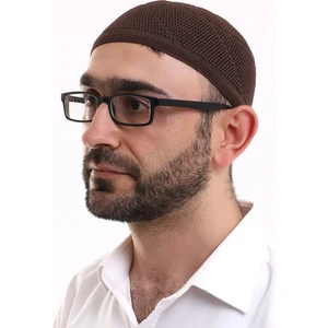 İhvan Online Dantel Pamuklu Triko Makine Örme Takke Kahve