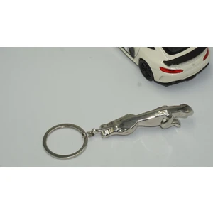 Jaguar Panther Logo Krom Metal Çift Yön Anahtarlık Orjinal Ürün