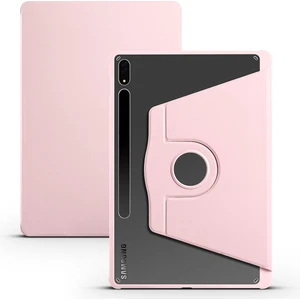 Case 4U Samsung Galaxy Tab S7 Fe Lte (T737-T736-T733-T730) Tablet Kılıf Termik Kalem Bölmeli Dönebilen Standlı Pu Deri Arkası Yumuşak Silikon 360 Tam Koruma Pembe
