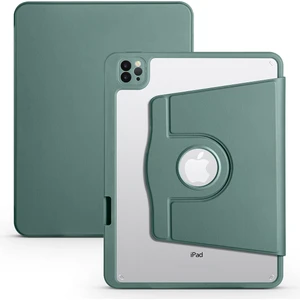 Case 4U Apple iPad Pro 11 2020 (2.nesil) Tablet Kılıf Termik Kalem Bölmeli Dönebilen Standlı Pu Deri Arkası Yumuşak Silikon 360 Tam Koruma Koyu Yeşil