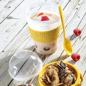 Black Deer Go Detoks  Kapaklı Kaşıklı Hazırla ve Çık Meyveli Yoğurt Müsli Kabı Beslenme Diyet 600 ml