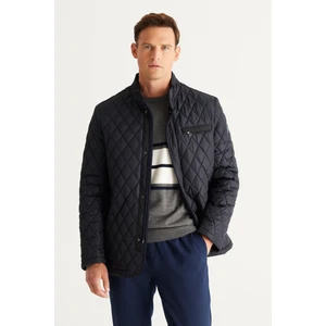 ALTINYILDIZ CLASSICS Erkek Lacivert Standart Fit Normal Kesim Dik Yaka Kapitone Desenli Overcoat