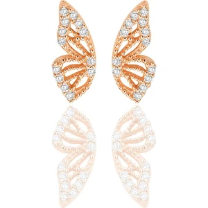 Söğütlü Silver Gümüş Rose Zirkon Taşlı Özel Tasarım Kelebek Küpe SGTL12261ROSE