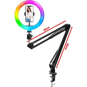 MMP Shop Smayling Esnek Masaüstü Sıkıştırmalı Tiktoker Ring Light Rgbli LED Selfie Yayın Işığı 10 Inç + Stand Lüx Canlı Yayın Çalışma Işığı Ürün Çekimi