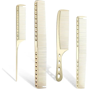 Barber World 4 Tip Alüminyum Pansuman Tarif Metal Saç Taraklar Saç Şekillendirme Için Uzun Saç Kesme Tarağı (Altın) (Yurt Dışından)