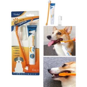 Canlı Petshop Kedi Köpek Diş Fırçası ve Diş Macunu Seti Yenilebilir Diş Macunu Dental Kit Ağız ve Diş Sağlık Seti DF442