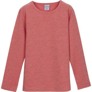 Turuncu Melanj Basic Mevsimlik Likralı Uzun Kollu Kız Çocuk Tişört