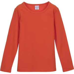 Turuncu Basic Mevsimlik Likralı Uzun Kollu Kız Çocuk Tişört