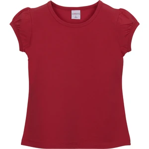 Kırmızı Basic Kız Çocuk Sıfır Yaka Karpuz Kol Tişört