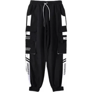 Erkek Hip Hop Kargo Bantları Jogger Pantolonları (Yurt Dışından)