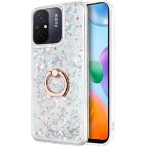 Xiaomi Redmi 12C Kılıf Glitter Liquid Holder Gümüş