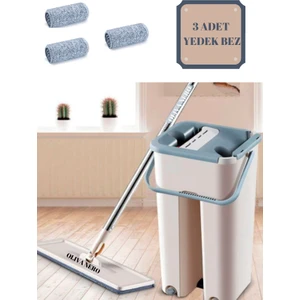 Oliva Nero 3 Adet Yedek Bezli Tablet Mop 360 Derece Dönen Temizlik Paspas Seti Sprey Yer Yüzey Duvar Silme