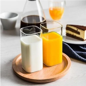 6 Adet Dikdörtgen Isıya Da Lı Borosilikat Trend Meşrubat Bardağı 380 ml Kare Bardak