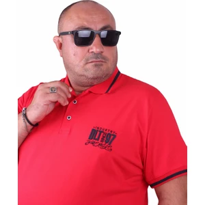 Büyük Beden Polo Yaka Tişört Ninety Seven 23417 Kırmızı