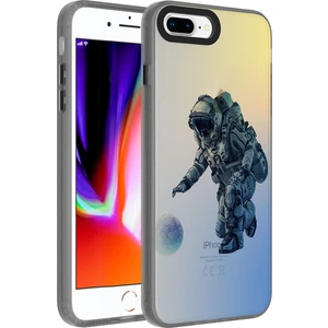 Case 4U Apple iPhone 8 Plus / 7 Plus Kılıf Darbe Emici Desenli Tasarım Dragon Sert Kapak Astronot