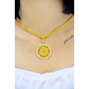 Aytek Gold Çeyrekli Sepet Çerçeveli Kolye
