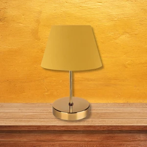 Art&gift Kuzey Gold Gövdeli Abajur Sarı Kumaş Yatak Odası Salon