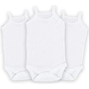 3'lü Jakarlı Ip Askılı Bebek Body Zıbın Çıtçıtlı 100% Pamuk