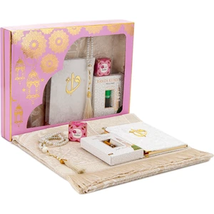 İhvan Online Kadife Kaplamalı Vav'lı Beyaz Renk Yasin Seti