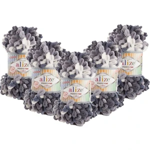 Puffy Fine Color El Örgü Ipliği 5'li Paket - 5925 Gri - 100 Gr. 14.5 Mt. Parmak Örgü Ipi