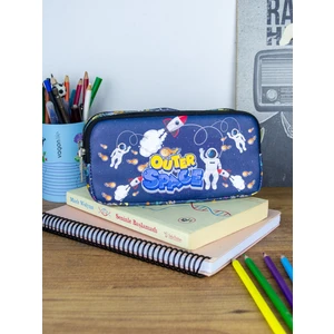 Kalem Kutusu Uzay Gezintisi Vegan Deri Iki Bölmeli Vegan Deri (Çift Gözlü Kalemlik)