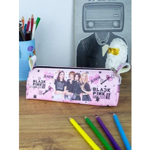 Kalem Kutusu Black Pink Blink Üçgen Tasarım Vegan Deri (Kalemlik)