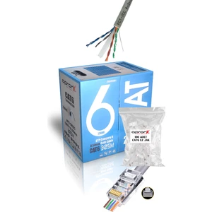 Cat6 23AWG 305 Metre 0,50MM Gri Utp Kablo +100 Adet Ez Jak