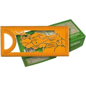 Türkiye Harita Şablonu Cetvel 38 Parça Turuncu Renkli Plastik Tasarım