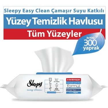 Sleepy Easy Clean Çamaşır Suyu Katkılı Yüzey Temizlik Havlusu 3X100 (300