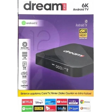 Dreamstar I3 Androıd Box 4gbram 32GB Hafıza 2.4-5ghz 6k HDR10+